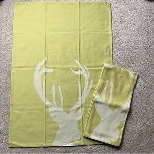 Anthropologie Kitchen Towels Green Deer Buck
